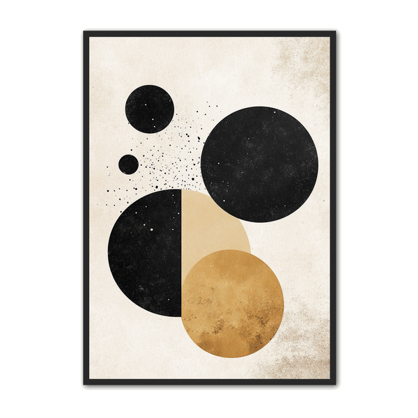Sort Minimalistisk Plakat 110 Eksplosion Cirkler Guld - Plakat Portalen Plakater