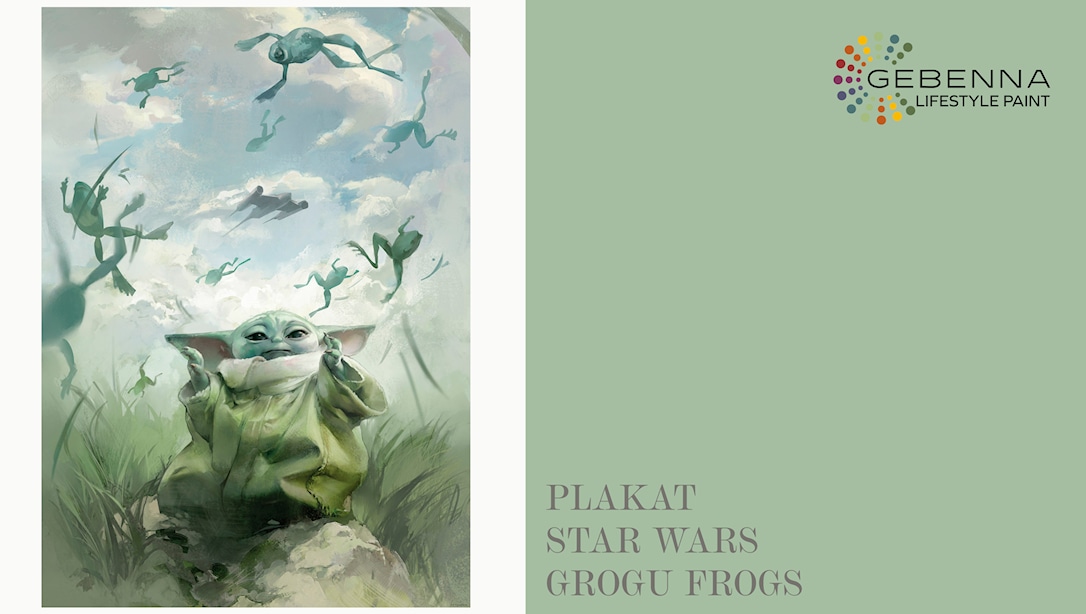 Gul Plakat: Star Wars The Mandalorian Grogu Frogs 50x70 - Gebenna Plakater