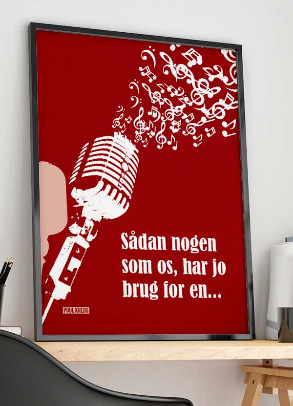 Sådan Nogen Som Poul Krebs Plakat Rød Med Mikrofon 199 - Det Bedste Hjem Plakater