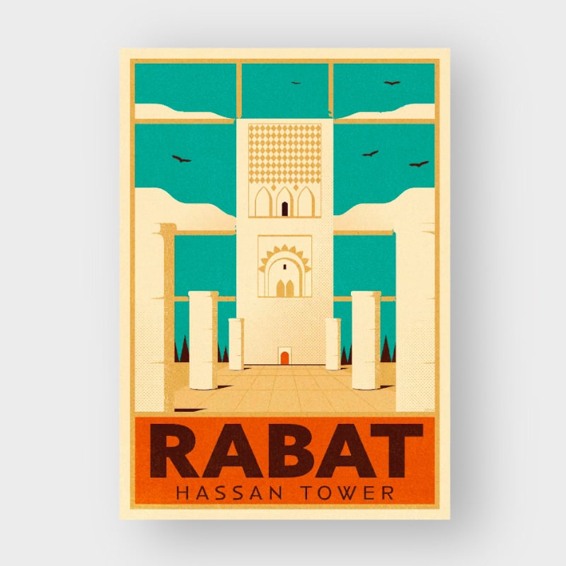 Marokkansk Plakat Hassan Tower 30x40 - Tibladin Plakater