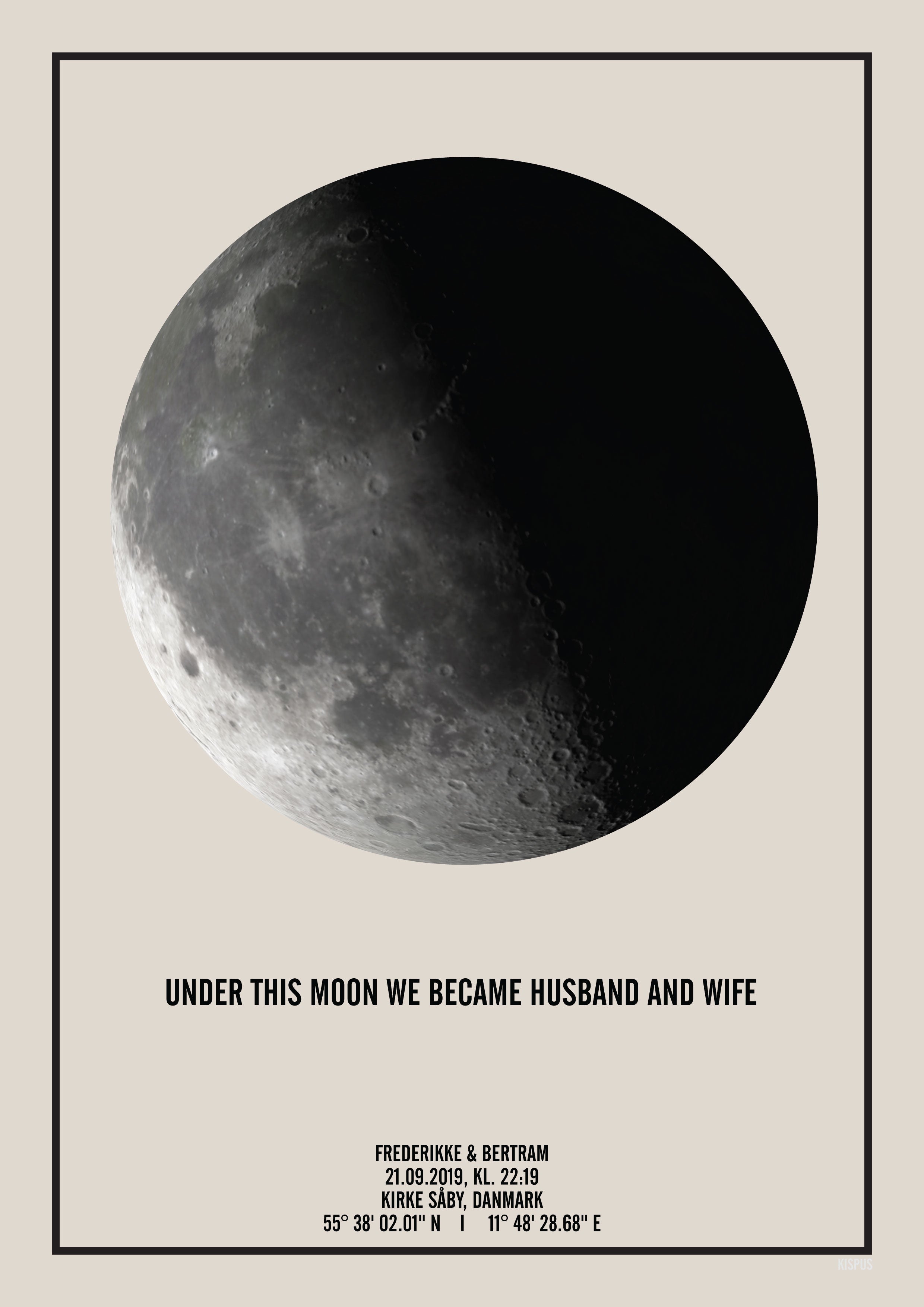 Hvid Personlig MÅne Plakat RÅ - Kispus Plakater