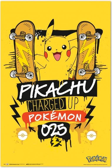 Pikachu Charged Plakat 61x91cm - Plakater