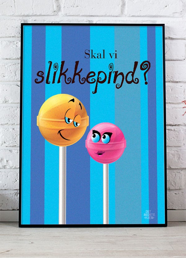 Skal Slikkepind Plakat Blå 199 - Det Bedste Hjem Plakater