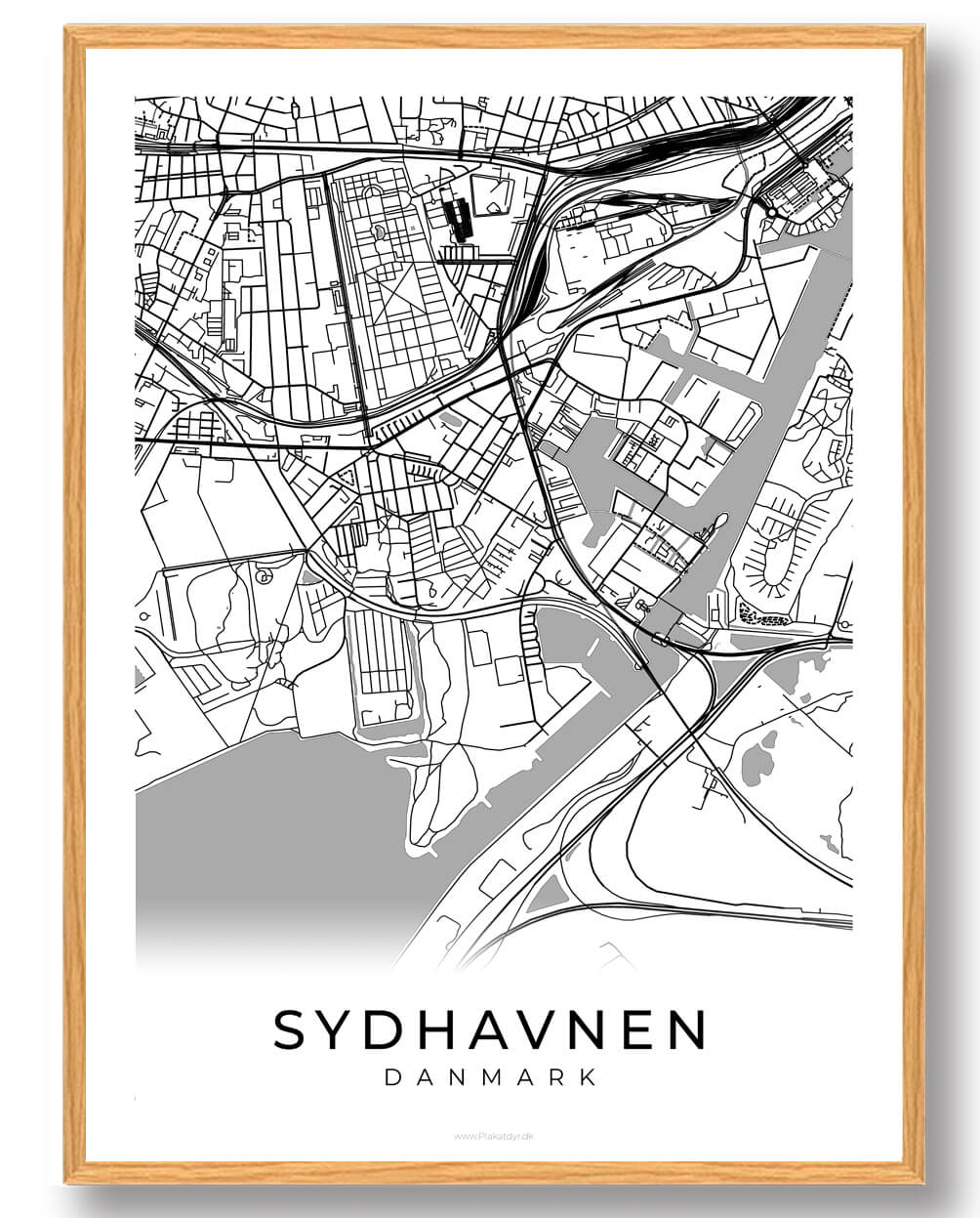 Hvid Sydhavnen Plakat - Plakatdyr.dk Plakater