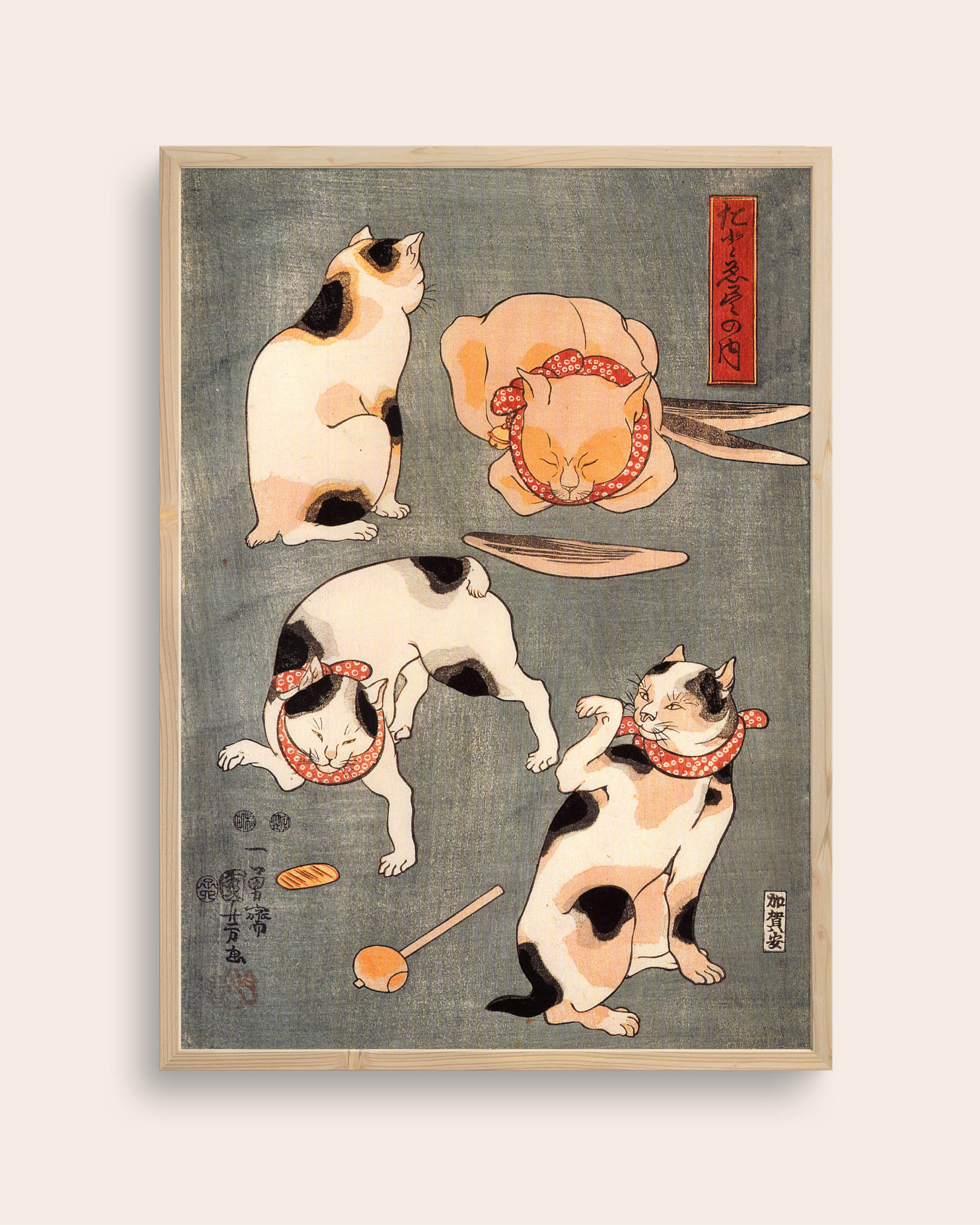 Neko Træsnit Ukiyo Størrelse Seramikku - Seramikku Plakater