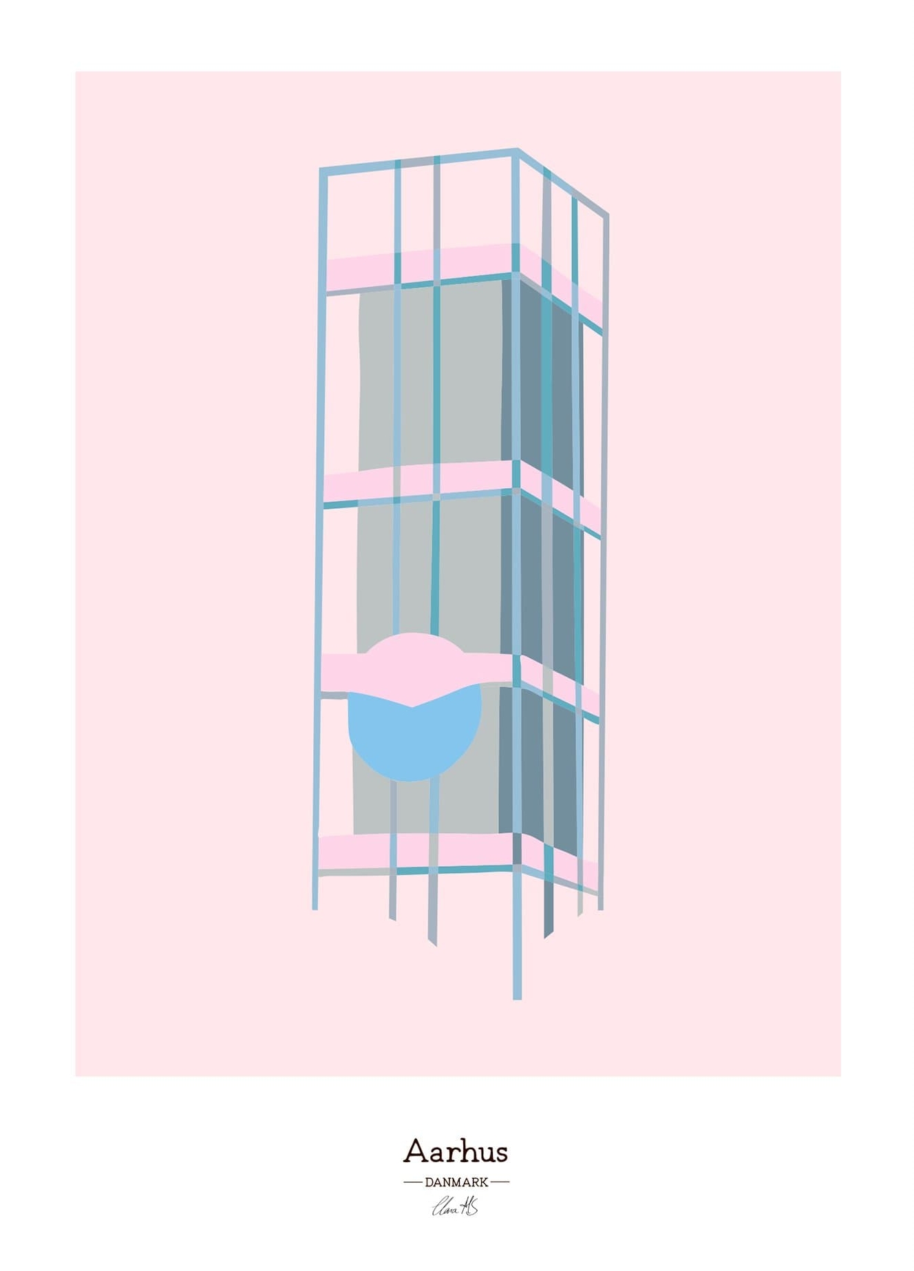 Rosa Aarhus Rådhus Pryd Design - Pryd Design Plakater