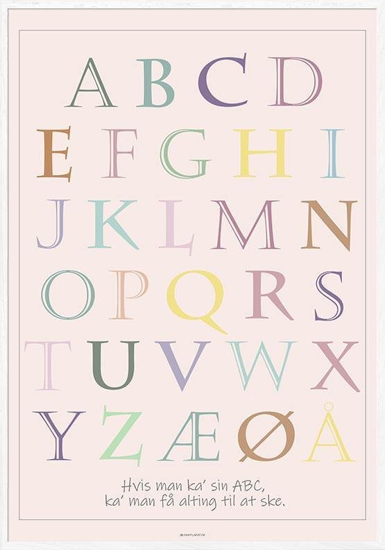 Abc Plakat Med Facetterede Bogstaver - Unikplakat.dk Plakater