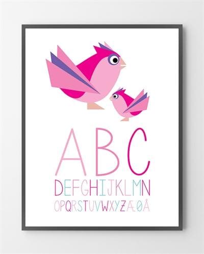 Pink Abc Plakat 30x40 - Liseborg Plakater
