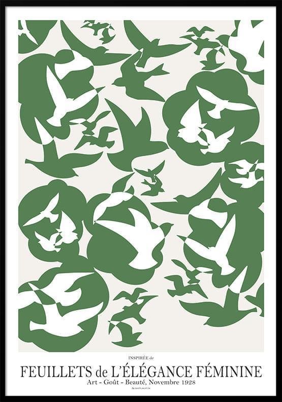 Grøn Ne Fredsduer Plakat Inspireret Art Go Beaut Fra 1928 - Unikplakat.dk Plakater