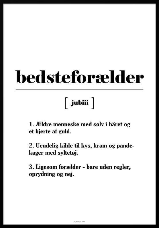 Plakat Med Kærlig Bedsteforælder Definition - Unikplakat.dk Plakater