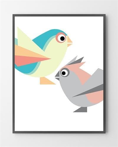 Plakat Billeder Til Væggen Pastel Par Birdy 30x40 - Bylux Plakater