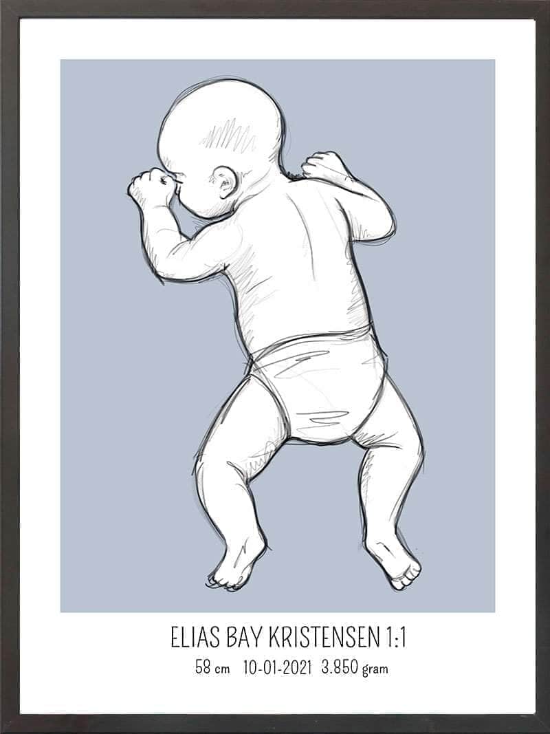 Birth Poster Fødselsplakat : Maven Blå - Postersbyus Plakater
