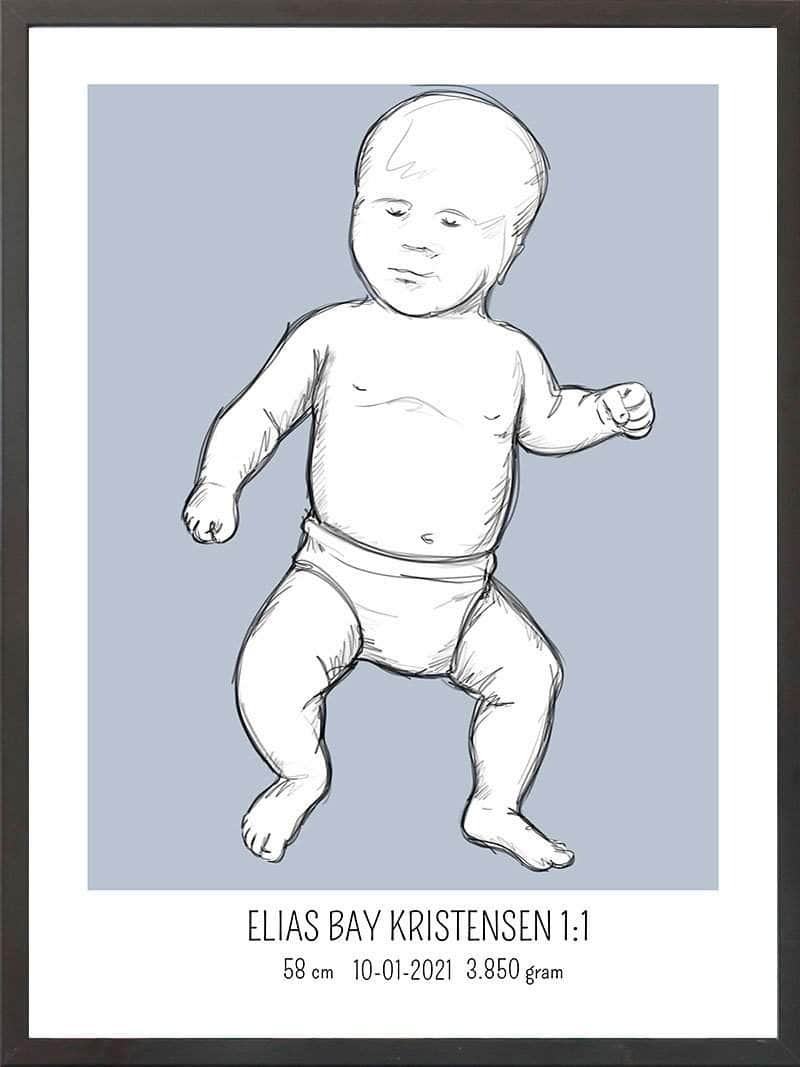 Birth Poster Fødselsplakat : Tumling Blå - Postersbyus Plakater