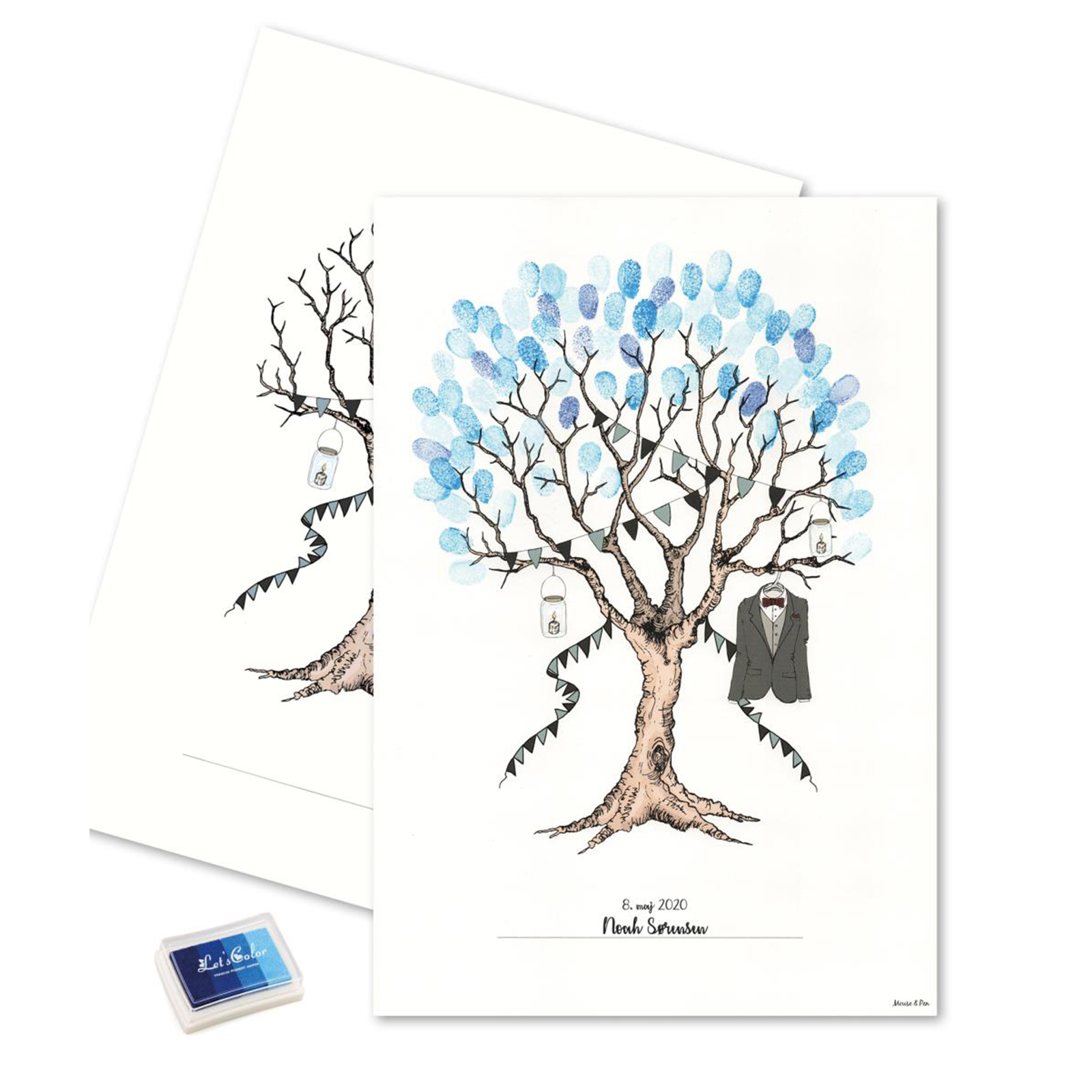 Fingeraftryks Plakat Med Habit Blå - Mouse & Pen Plakater