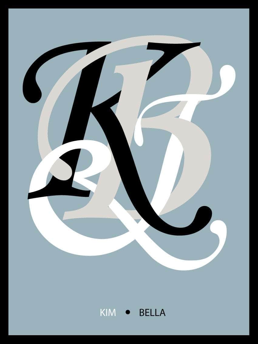 Bogstavplakat Med Forbogstaver Navne Blå - Egly Design Plakater