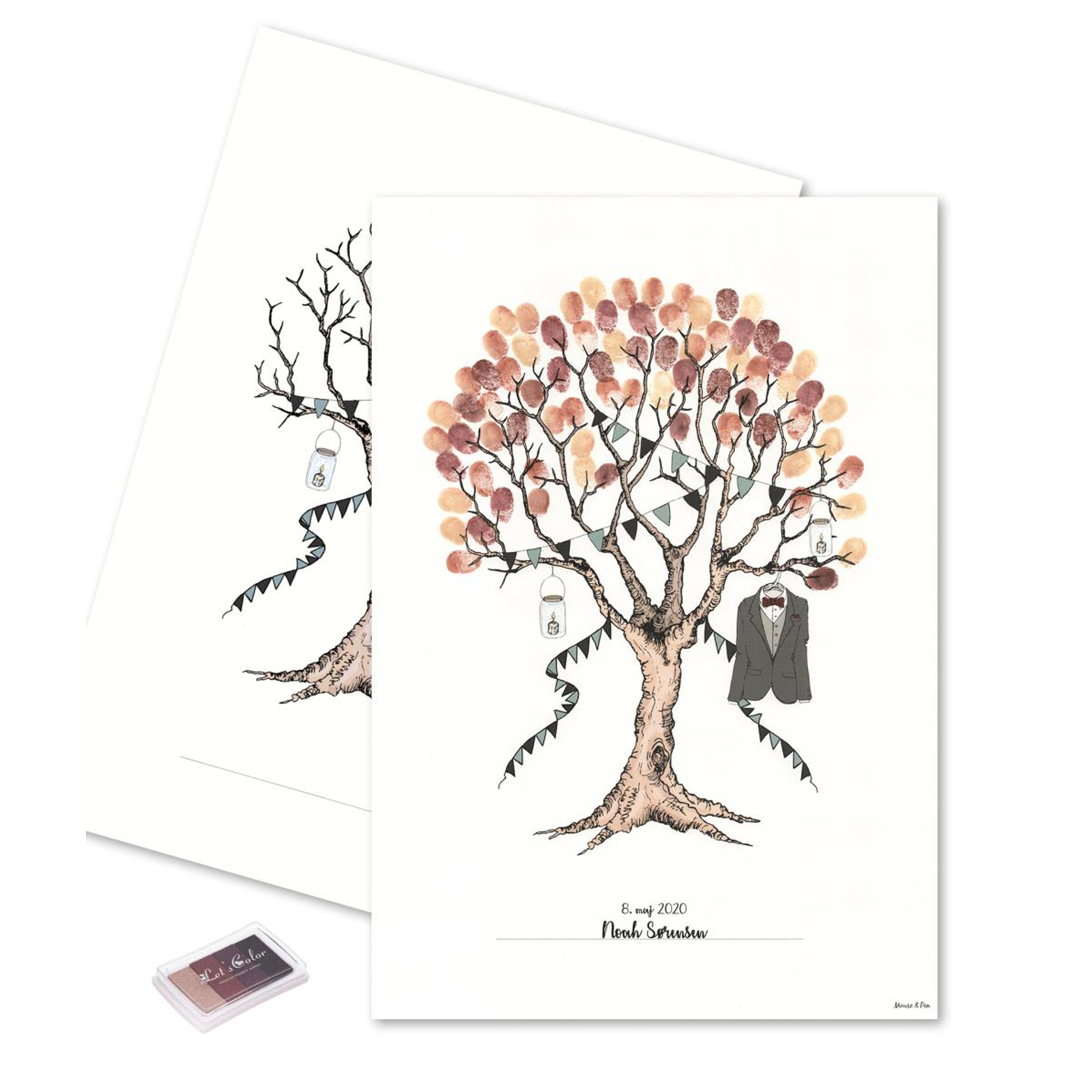 Fingeraftryks Plakat Med Habit Gylden Brun - Mouse & Pen Plakater