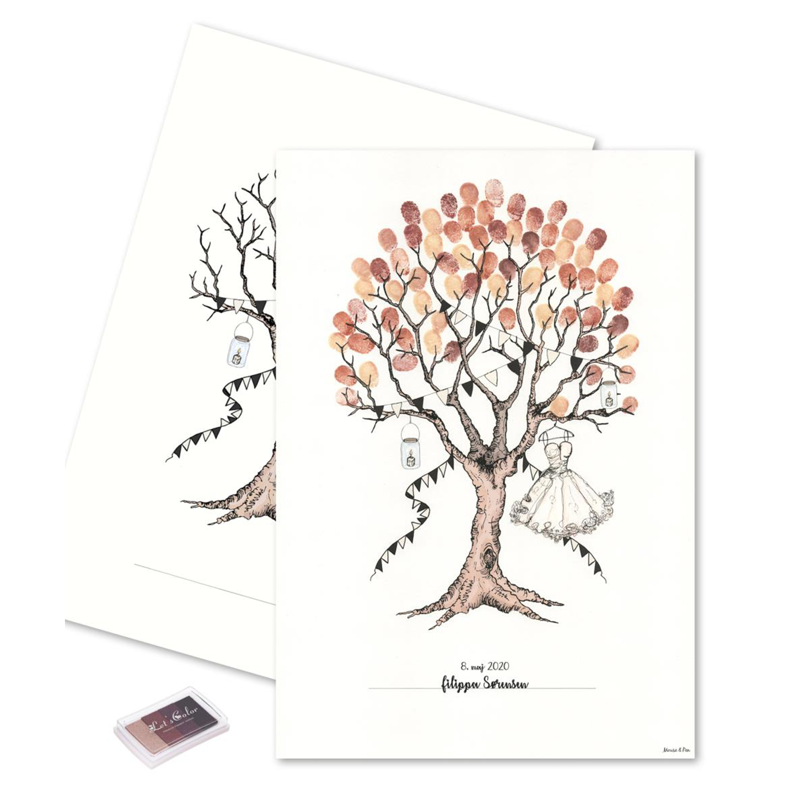 Fingeraftryks Plakat Med Kjole Gylden Brun - Mouse & Pen Plakater