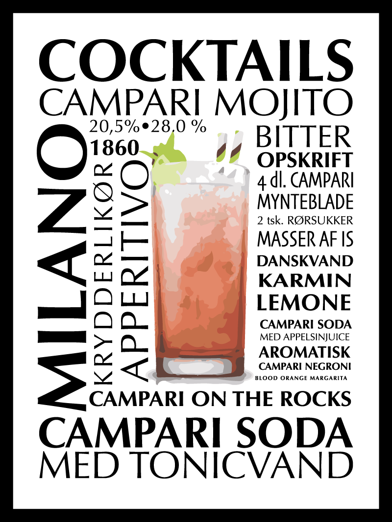 Campari Mojito Cocktail Plakat - Egly Design Plakater