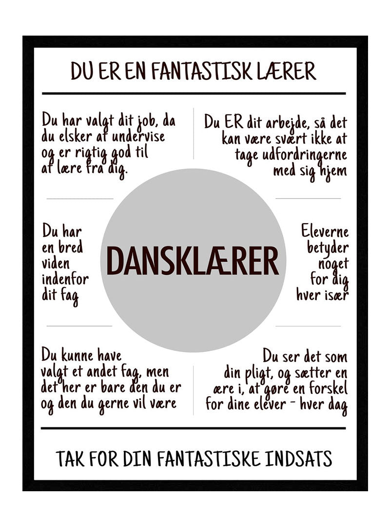 Dansklærer Plakat - Postersbyus Plakater