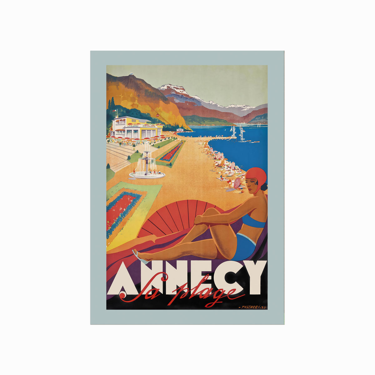 Retro Plakat Annecy Plage - Designplakater Plakater