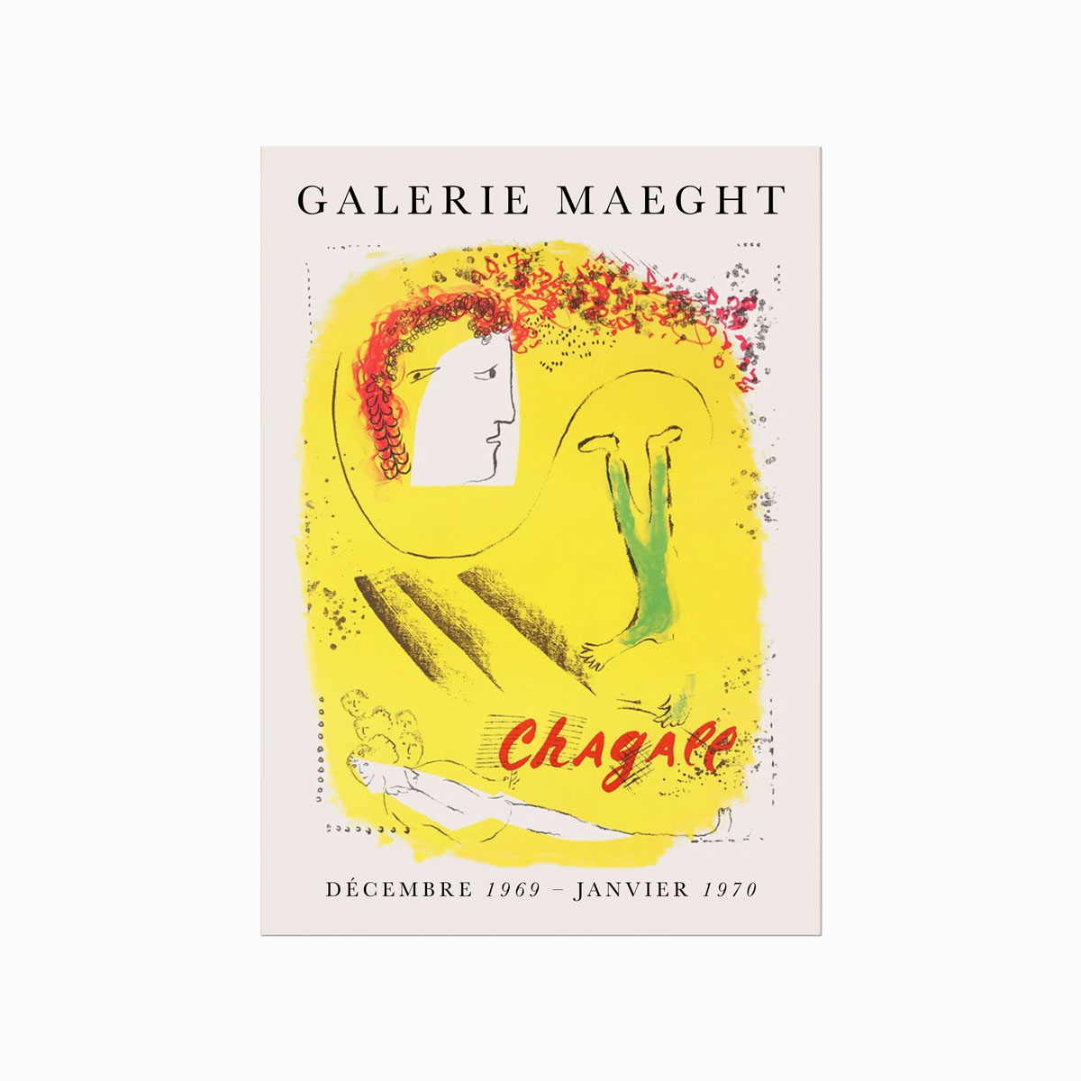 Gul Marc Chagall Exhibition Poster Yellow - Designplakater Plakater