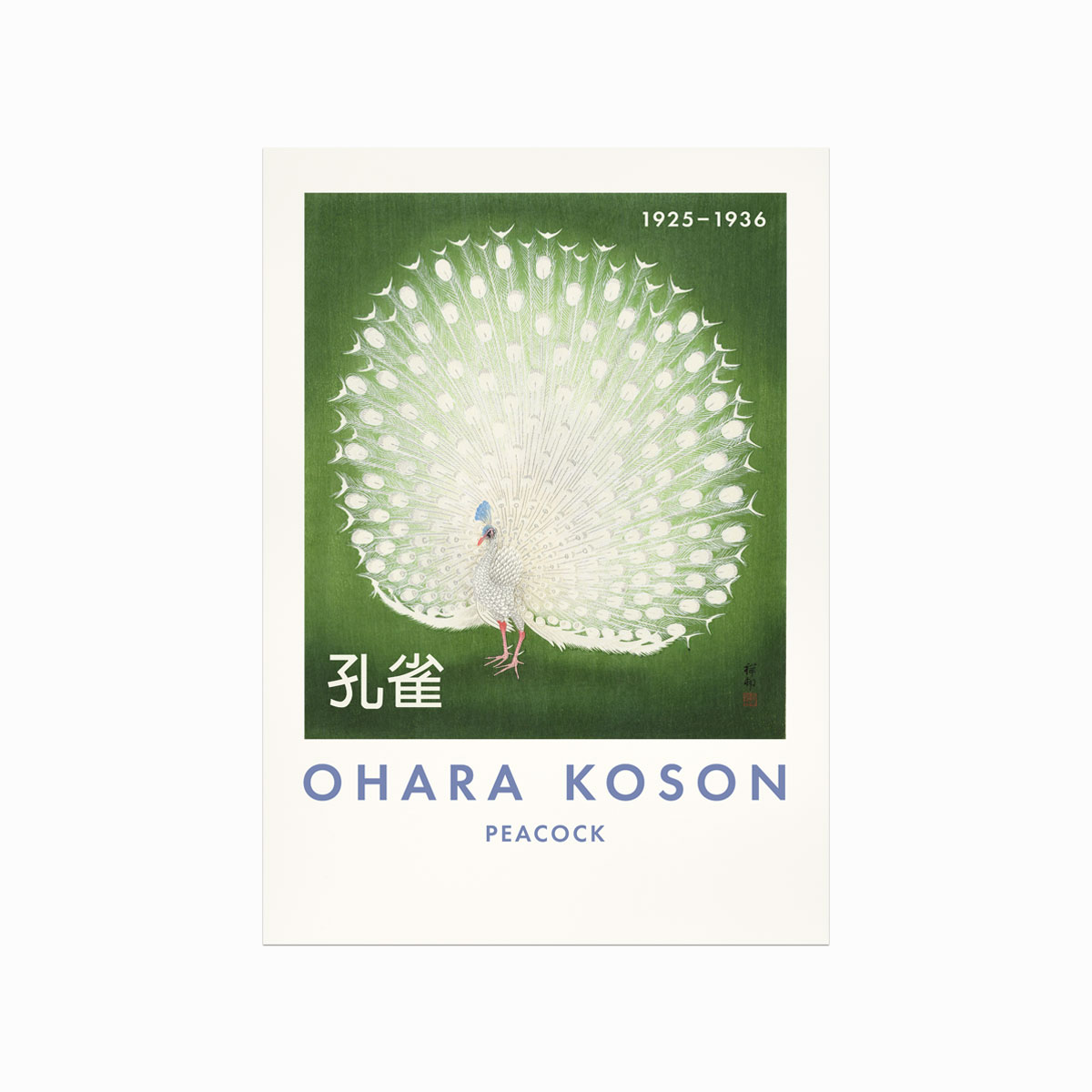 Grøn Ohara Koson Plakat Påfugl - Designplakater Plakater