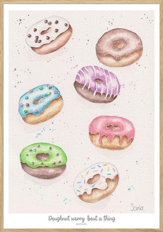 Doughnut Plakat Håndmalet Akvarel - Unikplakat.dk Plakater