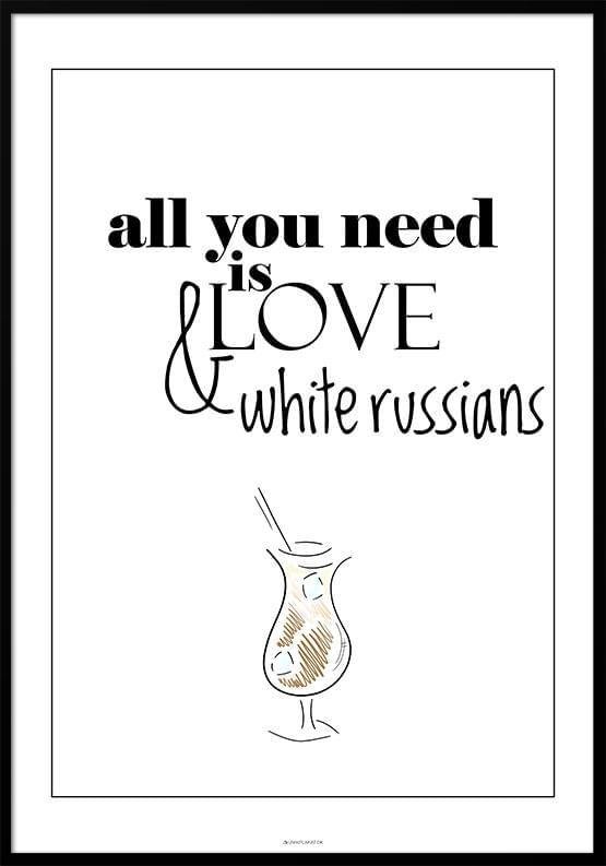 Hvid Drinks Plakat White Russian - Unikplakat.dk Plakater