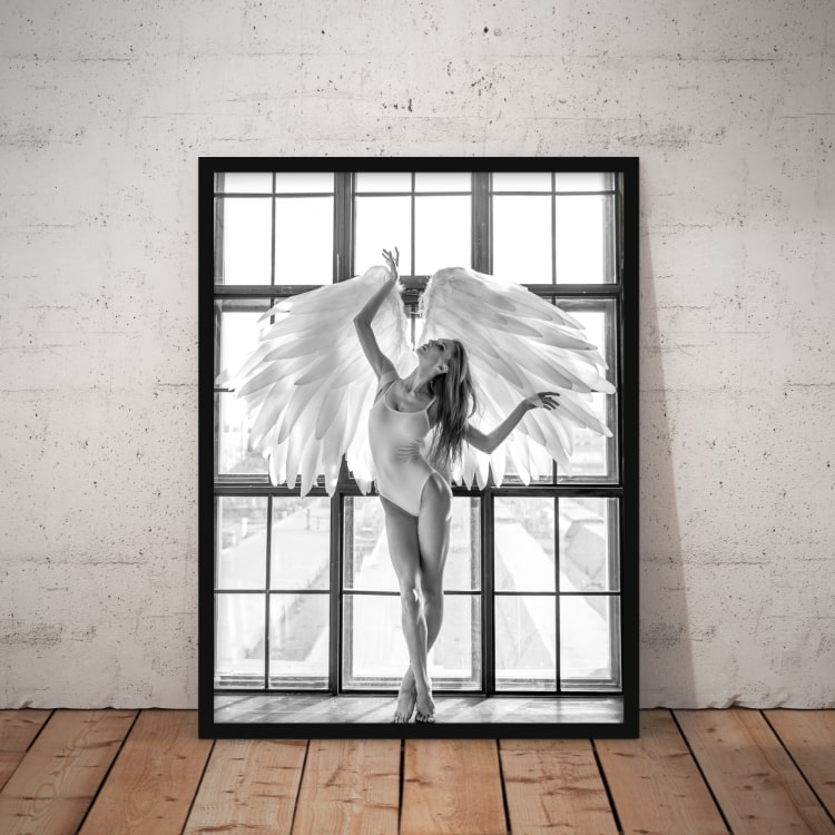 Hvid Plakat Engel Sort & - Plakater