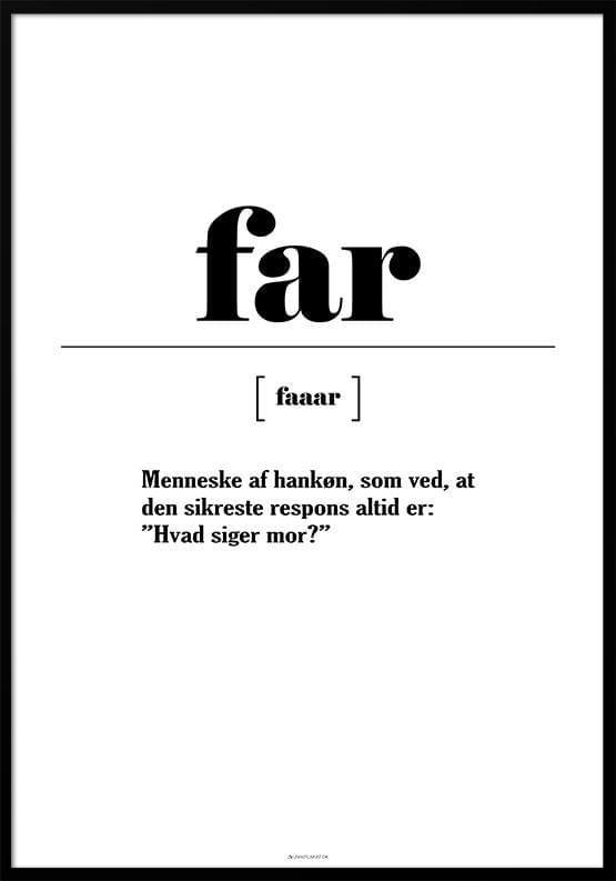 Far Plakat Sjov Definition Far - Unikplakat.dk Plakater