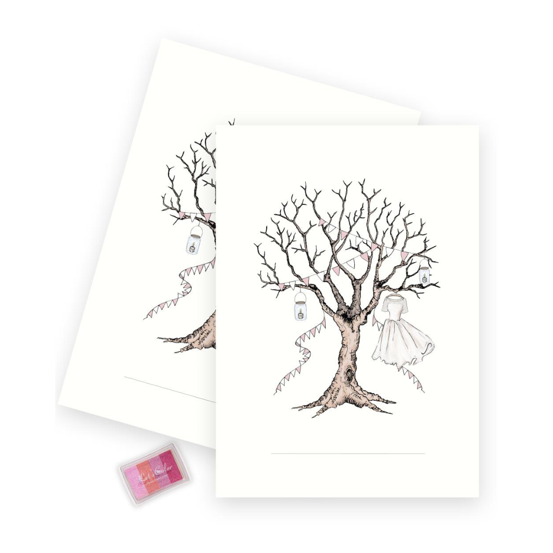 Fingeraftryks Plakat Med Kjole Lyserød - Mouse & Pen Plakater