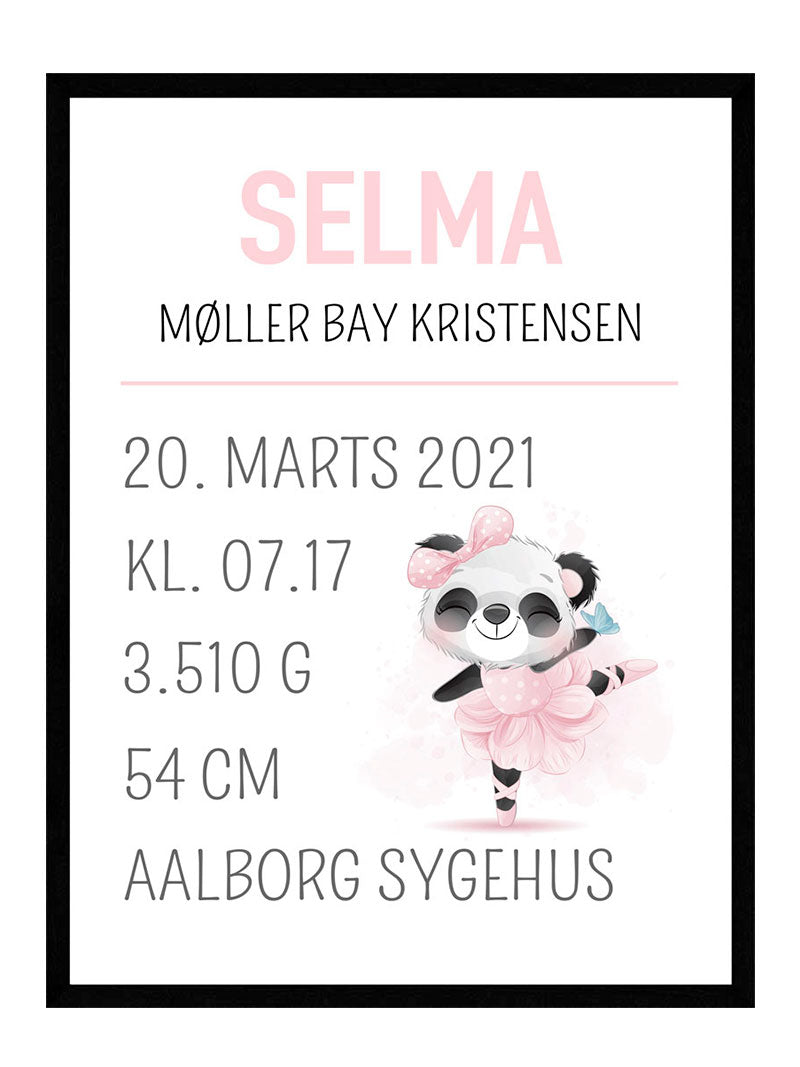 Fødselstavle Med Bamse Pige - Postersbyus Plakater