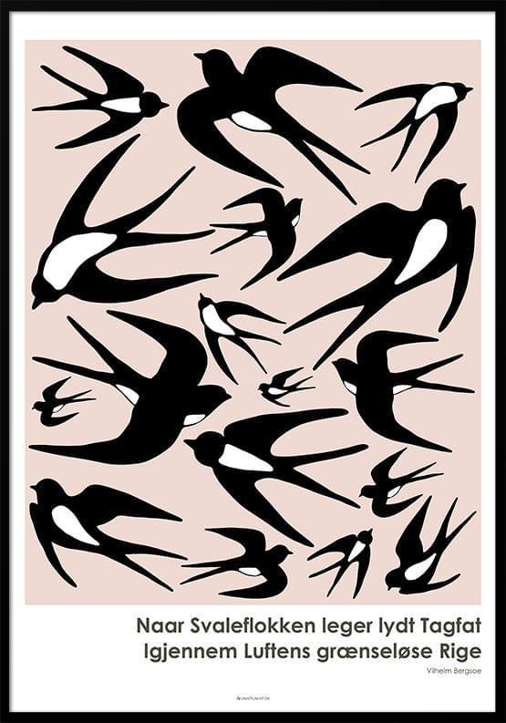 Grafisk Plakat Svaleflokken - Unikplakat.dk Plakater