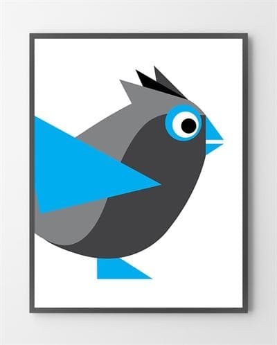 Plakat Grafiske Illustrationer Birdy Grå 30x40 - Bylux Plakater