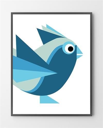 Plakat Grafiske Illustrationer Mørkeblå Birdy 30x40 - Bylux Plakater