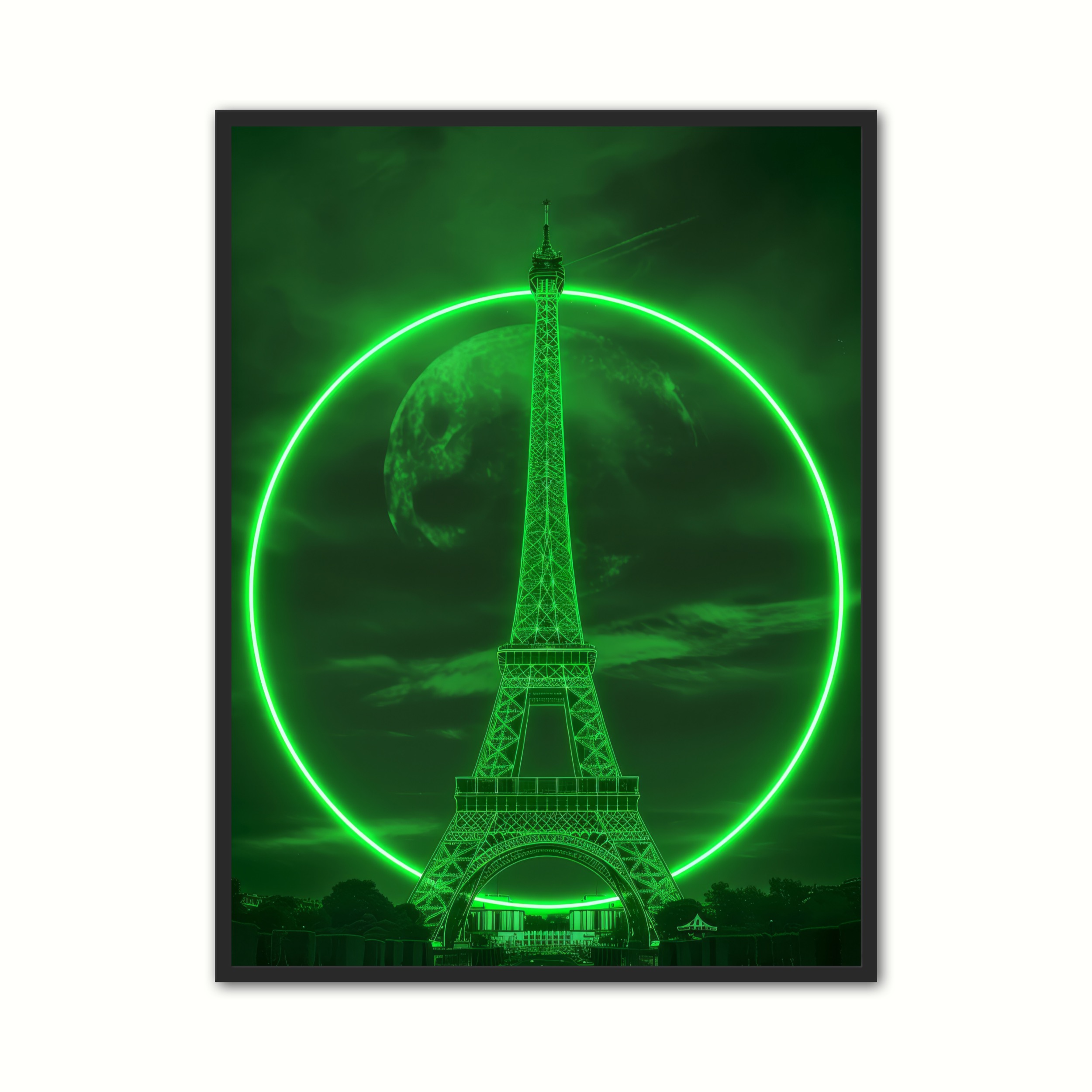 Plakat Med Neon Eclips Ved Eiffel Grn - Ny Plakat Plakater