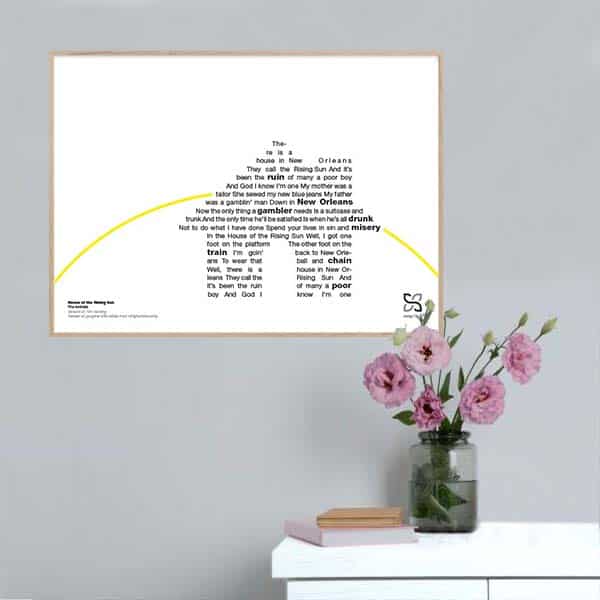 The House The Rising Sun The Animals Poster Vandret - Songshape Plakater