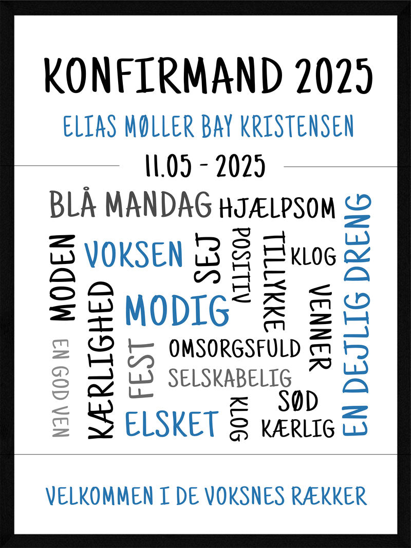 Konfirmand Plakat Dreng - Postersbyus Plakater