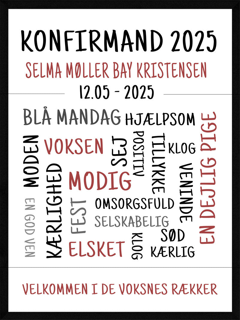 Konfirmand Plakat Pige - Postersbyus Plakater