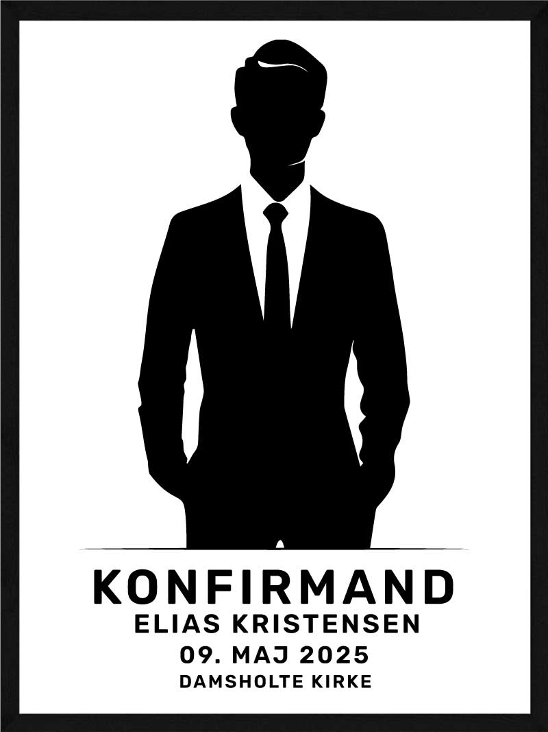 Konfirmand Silhouette Plakat Dreng - Postersbyus Plakater