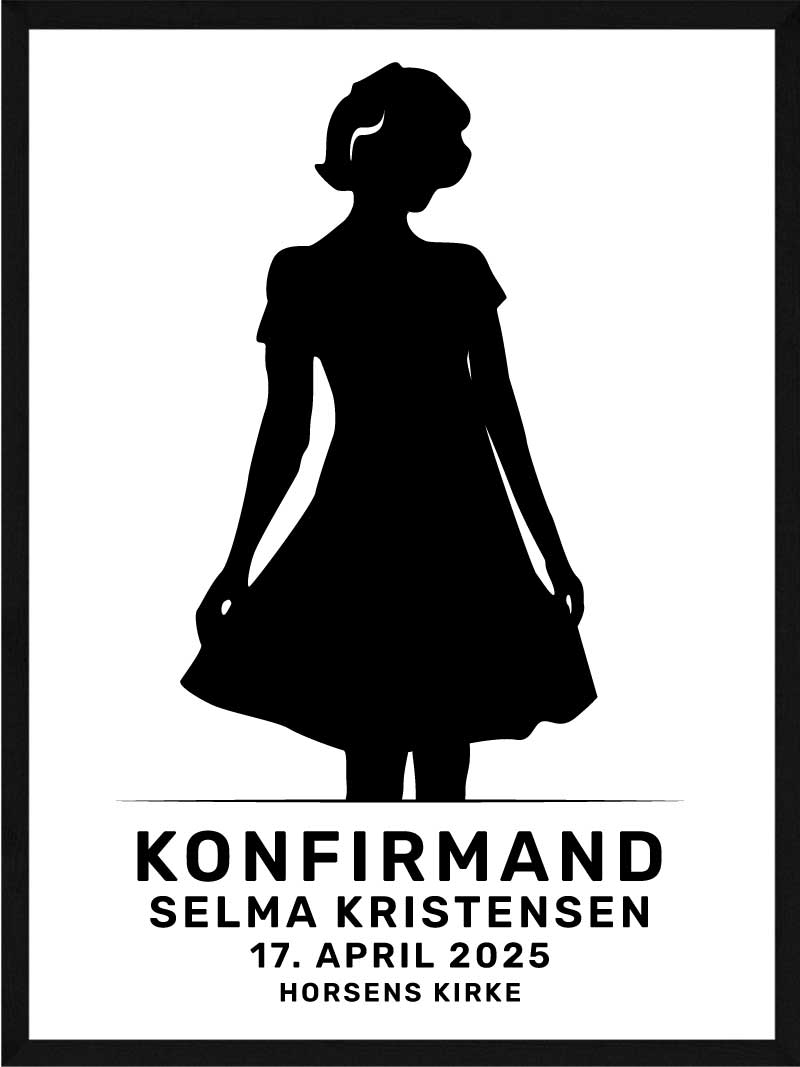 Konfirmand Silhouette Plakat Pige - Postersbyus Plakater