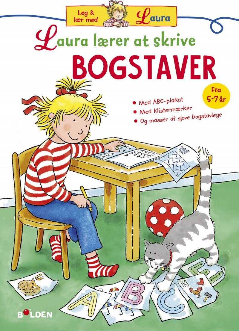 Laura Lærer Skrive Bogstaver Klistermærker Plakat Bog - Forlaget Bolden Plakater  - 9788772051925