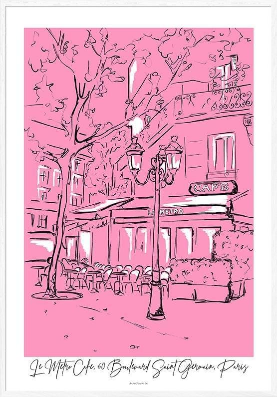 Farverig Plakat Metro Cafe Paris - Unikplakat.dk Plakater