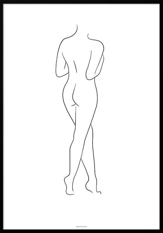 Line Art Woman Standing Plakat - Unikplakat.dk Plakater