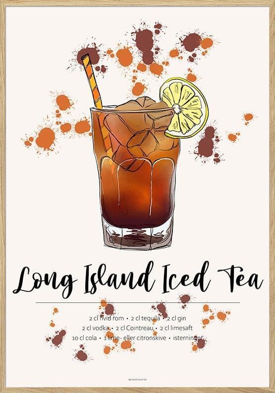 Long Island Iced Tea Opskrift Plakat - Unikplakat.dk Plakater