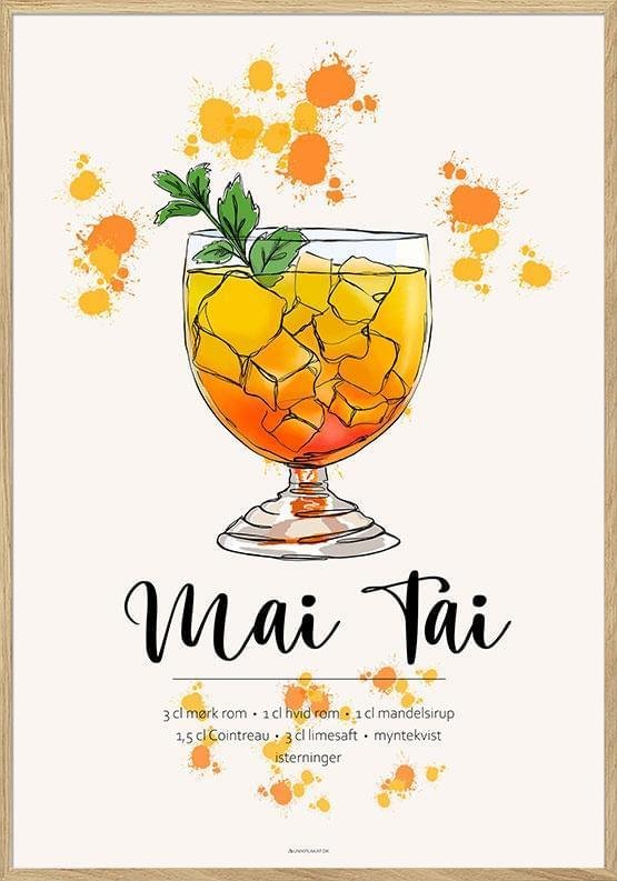Mai Tai Opskrift Plakat - Unikplakat.dk Plakater