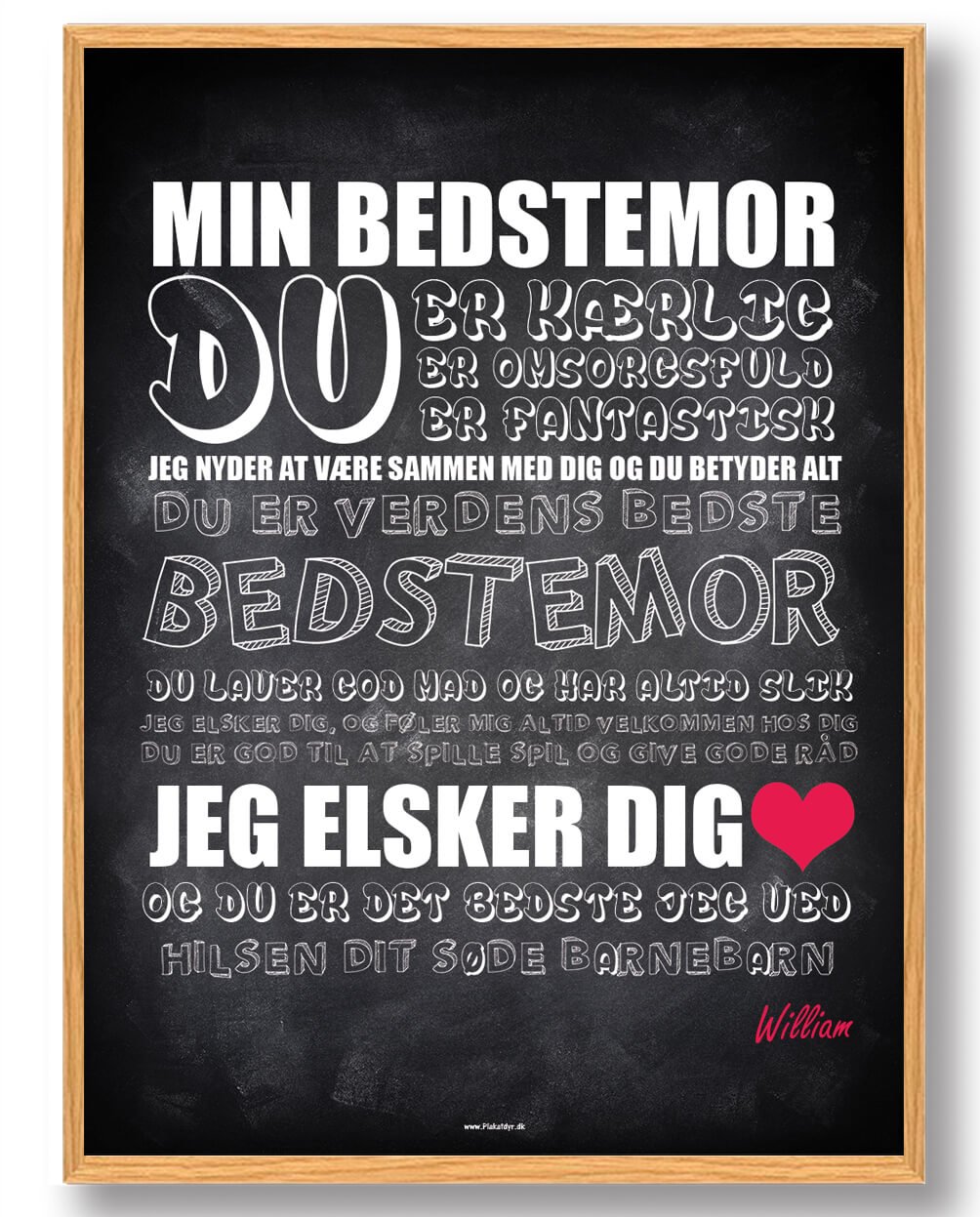 Sort Min Bedstemor Plakat - Plakatdyr.dk Plakater