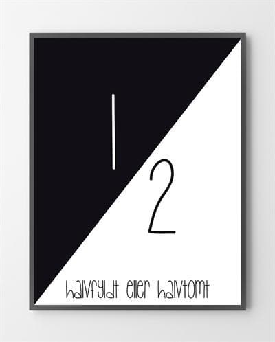 Moderne Plakat Halvfyldt Eller Halvtomt 40x50 - Bylux Plakater