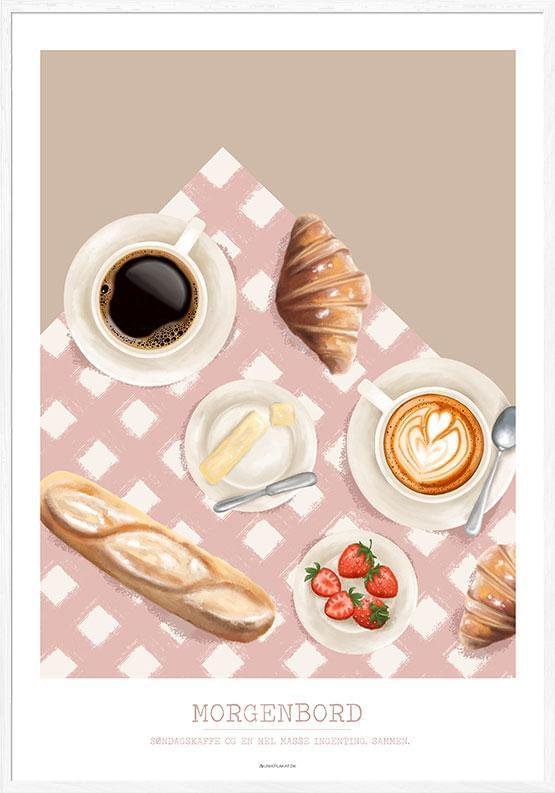 Morgenbord Plakat Plakat Med Morgenmad Kaffe - Unikplakat.dk Plakater