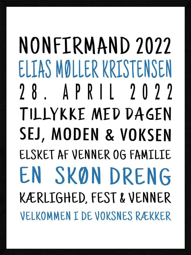 Nonfirmand Plakat Dreng Version - Postersbyus Plakater